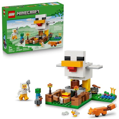 LEGO Minecraft La Granja de Gallinas – Juguete de Construcción para Niñas y Niños Mayores de 7 Años – Set Minecraft con Figuras de Animales y Gallinero – Idea de Regalo – 21585