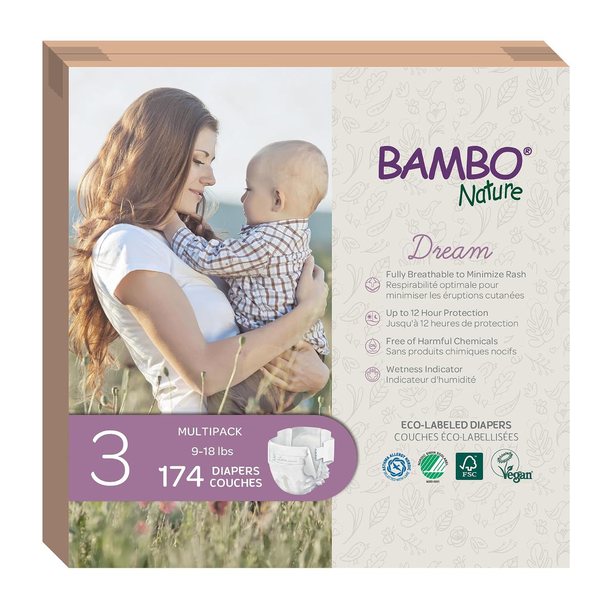 Bambo Nature Pañal Ecológico Talla 1, 216 Piezas - Size 3 (174 Count) - 174
