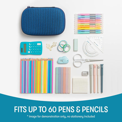 ZIPIT Estuche Lápices Gran Capacidad | Azul, material EVA y poliéster, lavable a máquina, organizador para escuela