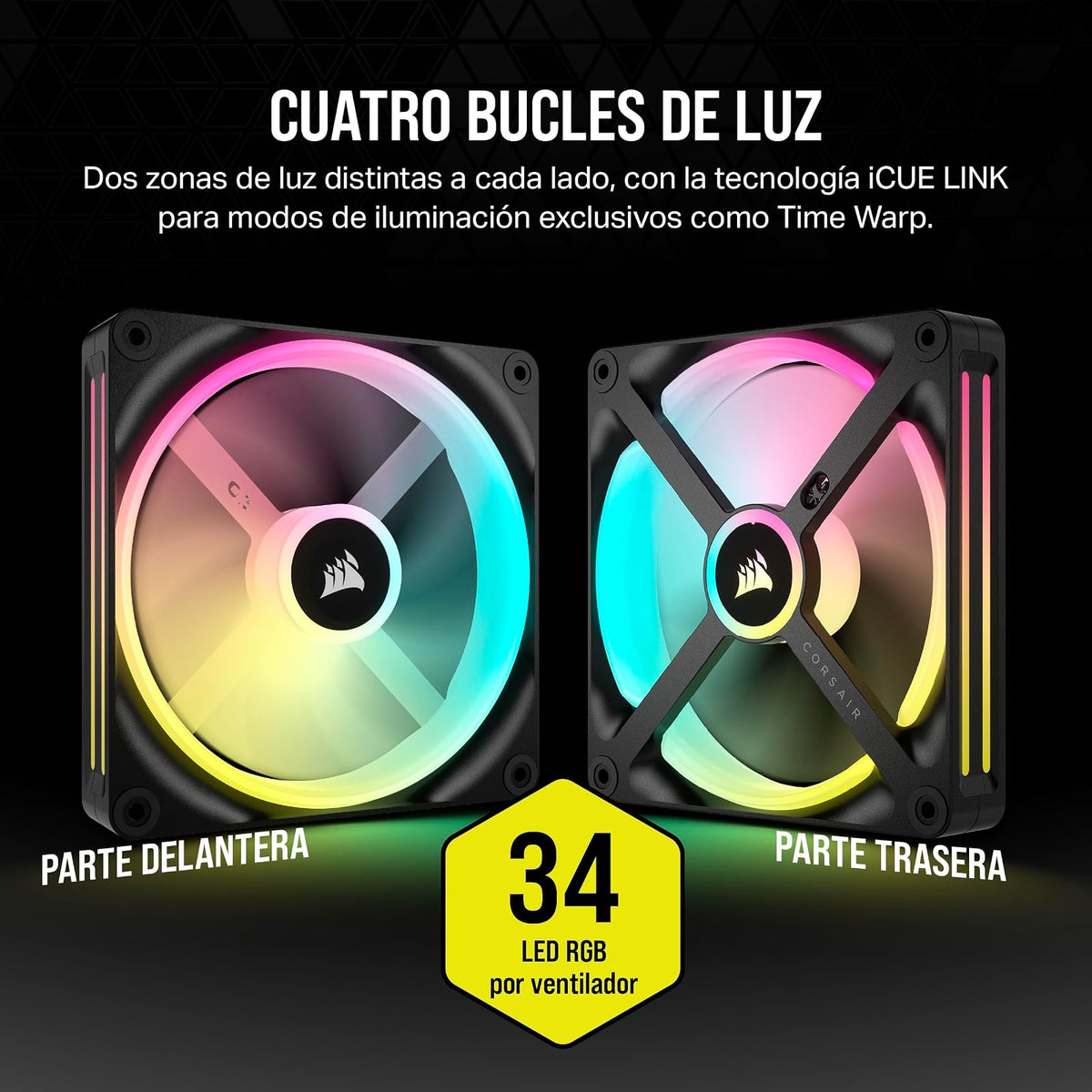 Corsair iCUE Link QX140 RGB RGB de Cúpula Magnética de 140mm Ventilador - Negro