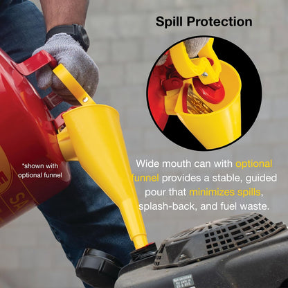 Eagle UI-10-FS Red Galvanized Steel Type I Gasoline Safety Can with Funnel, 1 gallon Capacity, 8" Height, 9" Diameter