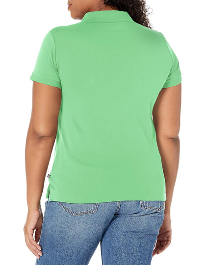 Nautica Polo de Manga Corta de 3 Botones Transpirable 100% algodón Camisa de Polo para Mujer