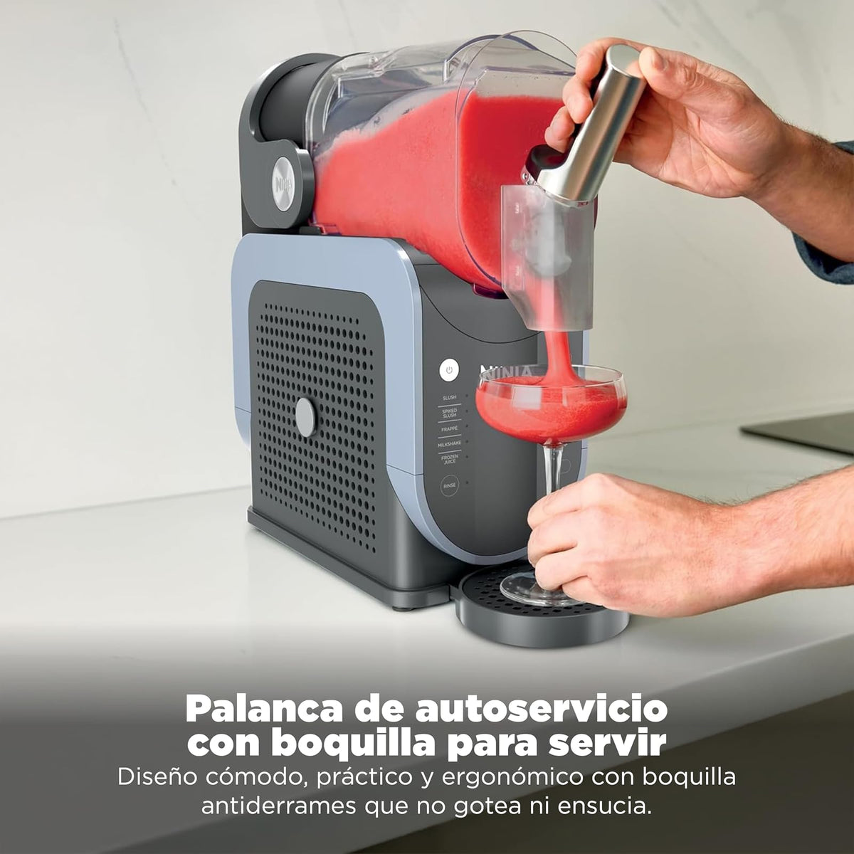 Ninja SLUSHi RapidChill Bebidas y Granizados 2.6L 5 Programas FS301LAA | RapidChill: sin Hielo, Congela en 60 Min | 7+ Porciones | Congelado Hasta 12 Hrs | Limpieza Fácil, Piezas Lavavajillas