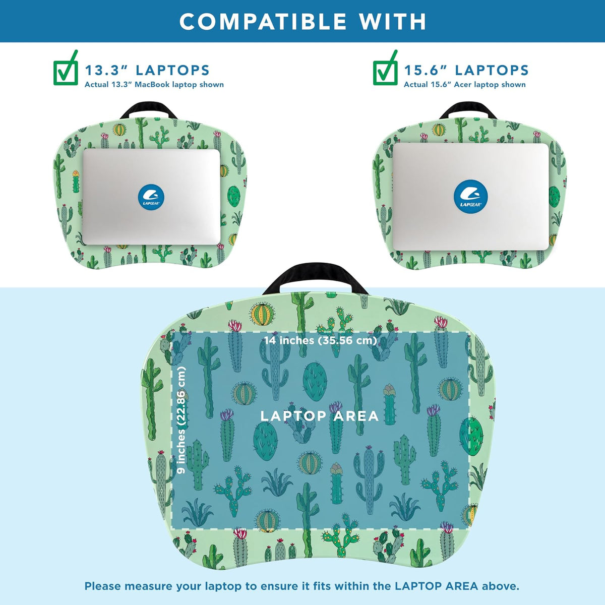 LapGear MyStyle - computadora portátil con cojín - Cactus - Se Adapta a portátiles de hasta 15.6 Pulgadas - Estilo No. 45373