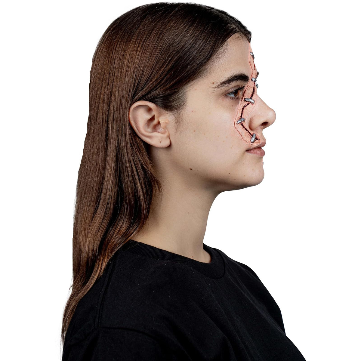 Ghoulish Productions Aplicaciones De Látex Stapled Woman, Efectos para Cosplay Cicatriz en la Cara FX para Disfraz, Protesis de Cicatriz ideal para Disfraz Halloween y Fiestas Temáticas