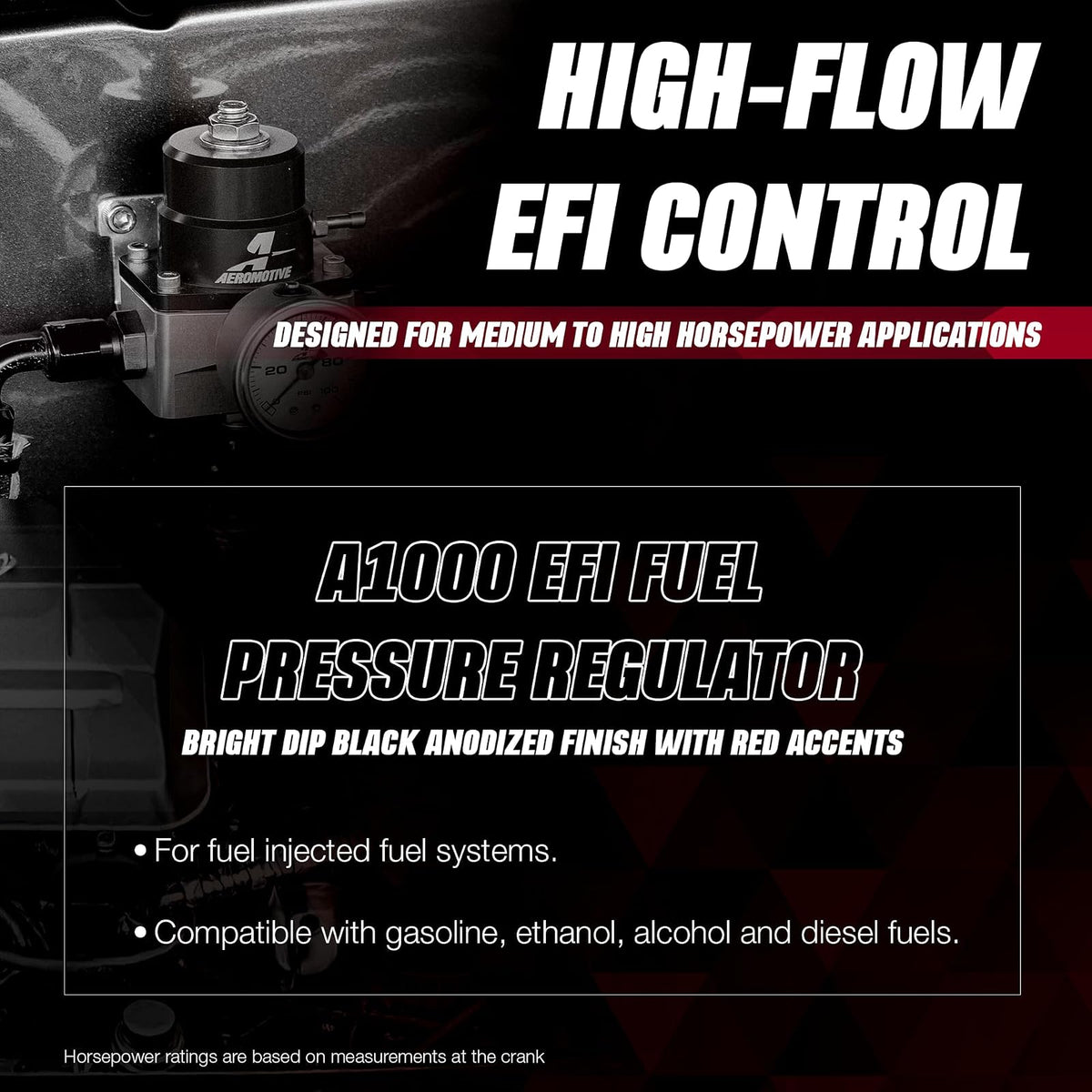 Aeromotive A1000 Regulador Combustible 13101 | Rojo, estilo retorno inyectado, ajustable 40-75 PSI
