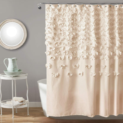 Lush Decor Lucia Cortina de Ducha, 72 x 72 Pulgadas, Color Marfil