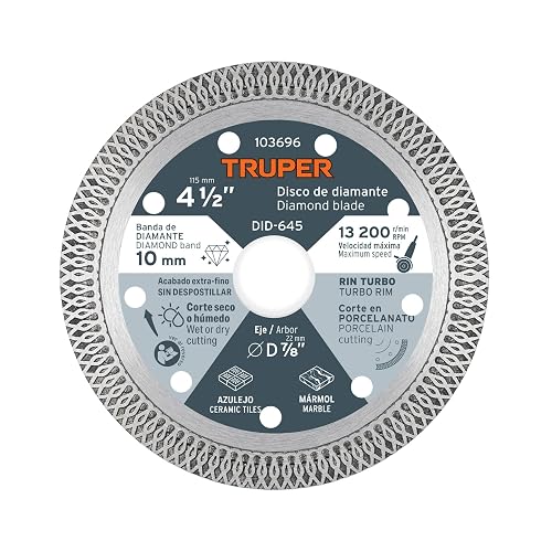 Truper DID-645, Disco de diamante 4 1/2", corte porcelanato