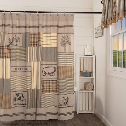 VHC Brands Sawyer Mill - Cortina de Ducha con Estampado de carbón, 72 x 72 Pulgadas