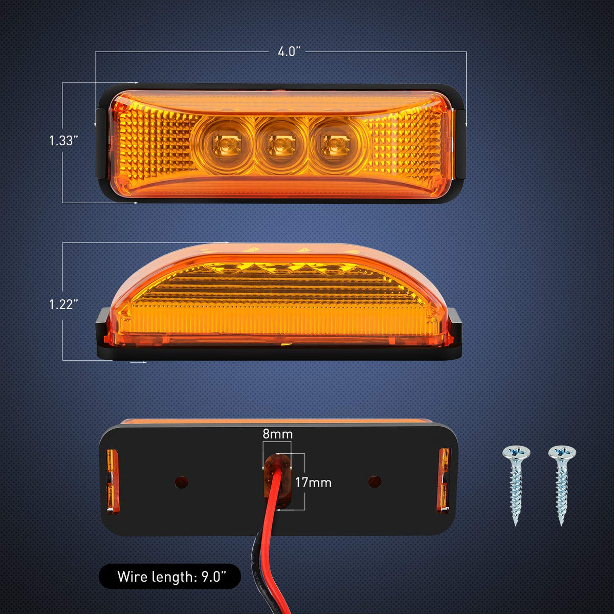 Nilight 10PCS 3 Led Trailer Light 3.9 Inch Front Rear Side Marker Clearance Indicator Lamps Waterproof Sealed Surface Mounted for 12V RV Truck Trailer Camper