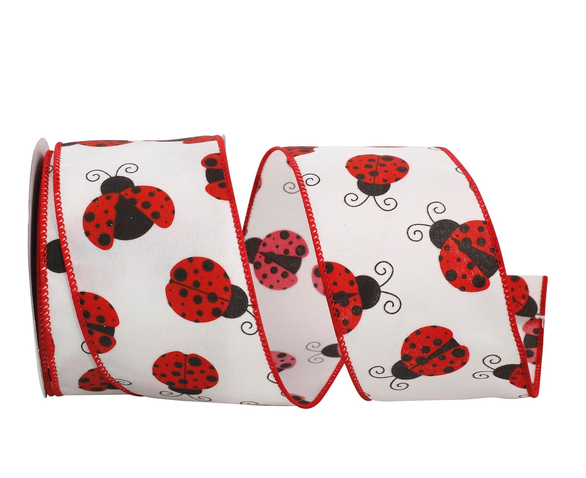 Reliant Ribbon Ladybug Place We Rd - Cinta de 5 cm x 10 m, color blanco