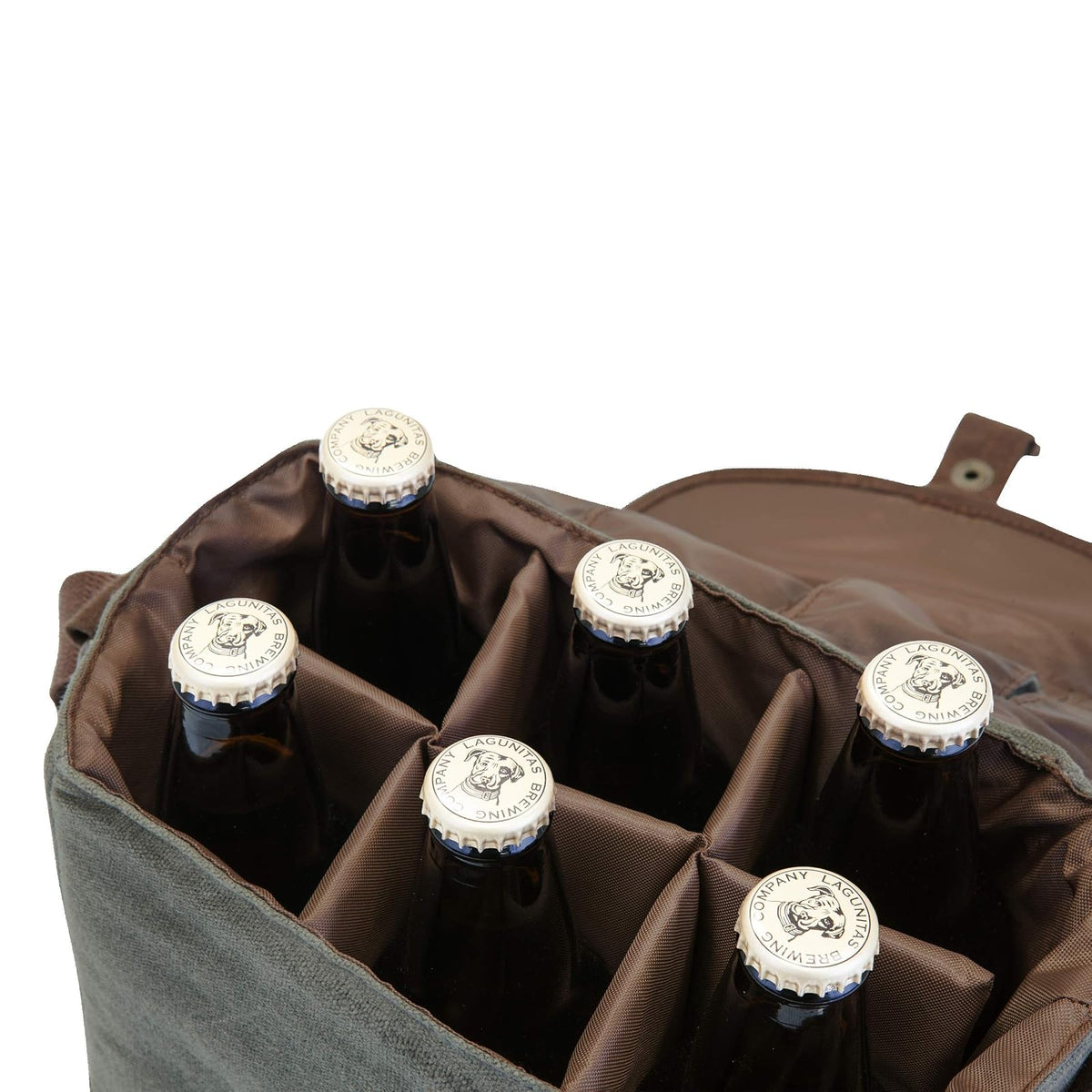 Picnic Time - Recipiente para 6 botellas de cerveza con abrebotellas integrado, marrón, verde, caqui (khaki green/brown), Оne Расk