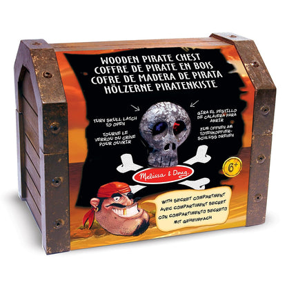 Melissa & Doug Cofre Pirata de Madera, Set de Cofre del Tesoro, Juego de Simulación, Accesorios para Disfraz de Pirata