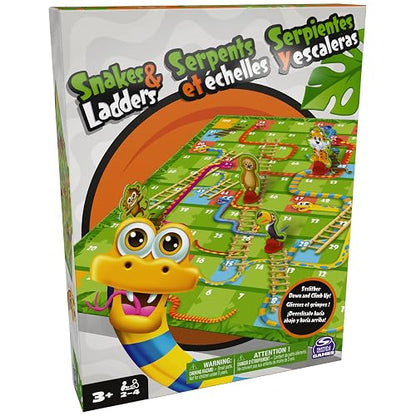 Spin Master Games, Juego Serpientes y escaleras para niños, Juego de Mesa Colorido para 2-4 Jugadores para Noches de Juegos en Familia