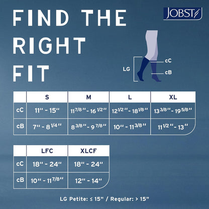 JOBST Calcetines de compresión de alta graduación para la rodilla, de 15 a | Puntera cerrada, negro, pantorrilla completa, cómodos calcetines de compresión graduados diseñados para hombres y mujeres