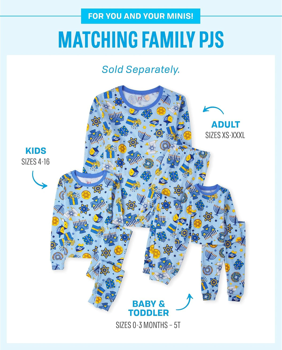 The Children's Place Conjunto de Pijama Hanukkah, algodón a Juego Familiar, Juego de Pijama niños Unisex