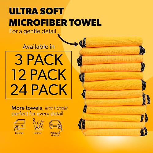 Chemical Guys Toallas de Microfibra Premium de Calidad Profesional, Doradas (16" x 16") (Paquete de 12) - Seguras para Lavar Automóviles, Limpiar el hogar y secar Mascotas