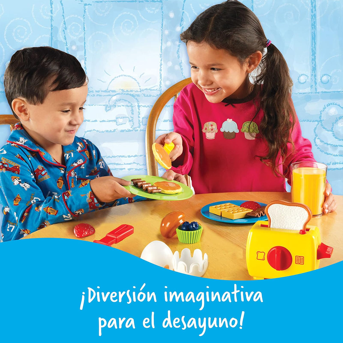 Learning Resources Pretend & Play Rise & Shine Breakfast - 21 Piezas, 3+ años Juegos de Imitacion, Juegos de Cocina de Juguete, Comida de Juguete para niños, Set de Cocina de Juguete