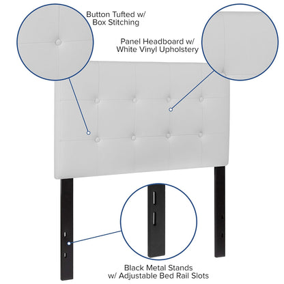 Flash Furniture Lennox - Cabecero tapizado de tamaño Individual en Vinilo Blanco