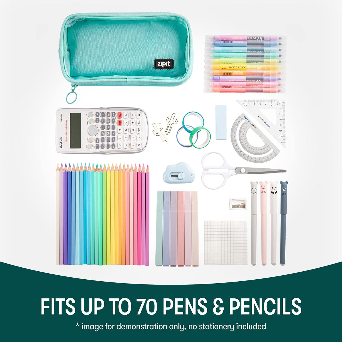 ZIPIT - Estuche para lápices de gran capacidad, para escuela, universidad y oficina (menta)