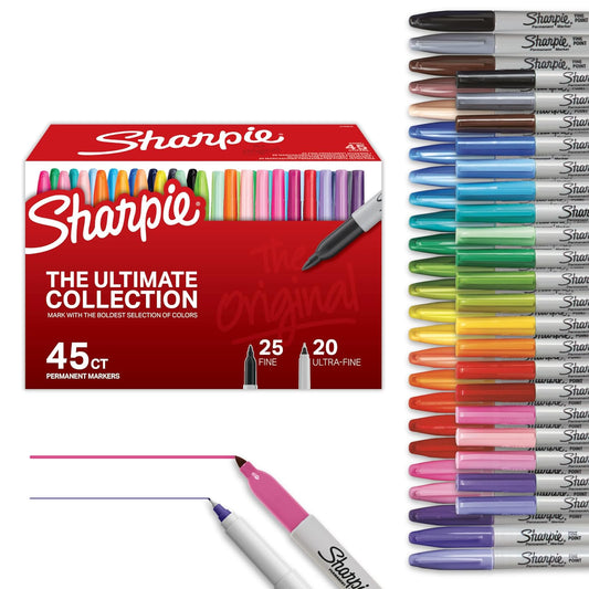 SHARPIE - Marcadores permanentes Ultimate Cosmic Color Collection, puntas finas y ultrafinas, colores surtidos, 45 unidades