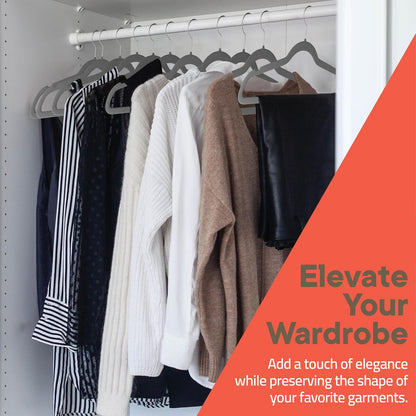 Campior Premium Velvet Non-Slip Hangers for Clothes - Heavy Duty Coat Hanger Set with 360° Swivel Hook, Lightweight, Luxurious Velvet Finish, Versatile Hangers for Any Closet, Pack of 60 - Grey