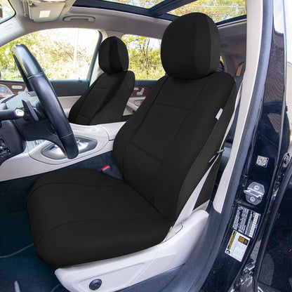FH GROUP Universal Fit Seat Cover - Faux Leather (Black) (Full Set with 4 Headrest Covers)