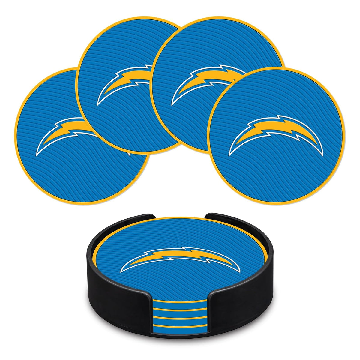 Rico Industries Juego de Posavasos NFL de PVC, Paquete de 4 - Chargers de Los Ángeles