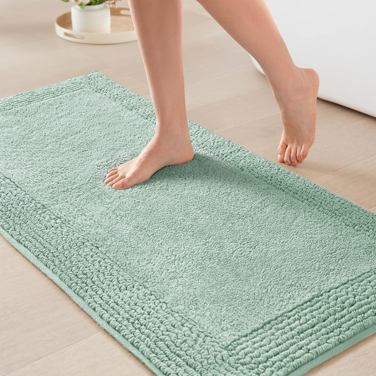 Madison Park Splendor Alfombra de baño Reversible 100% algodón, 3000 g/m², Lujosa Alfombra de baño de Felpa de Pelo Medio, Absorbente, de Secado rápido, decoración de Ducha, 24 x 44 Pulgadas, Color - 3'8" x 2' (Rectangular) - Verde
