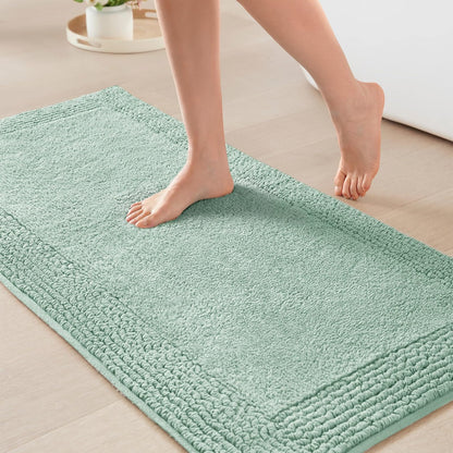 Madison Park Splendor Alfombra de baño Reversible 100% algodón, 3000 g/m², Lujosa Alfombra de baño de Felpa de Pelo Medio, Absorbente, de Secado rápido, decoración de Ducha, 24 x 44 Pulgadas, Color - 3'8" x 2' (Rectangular) - Verde