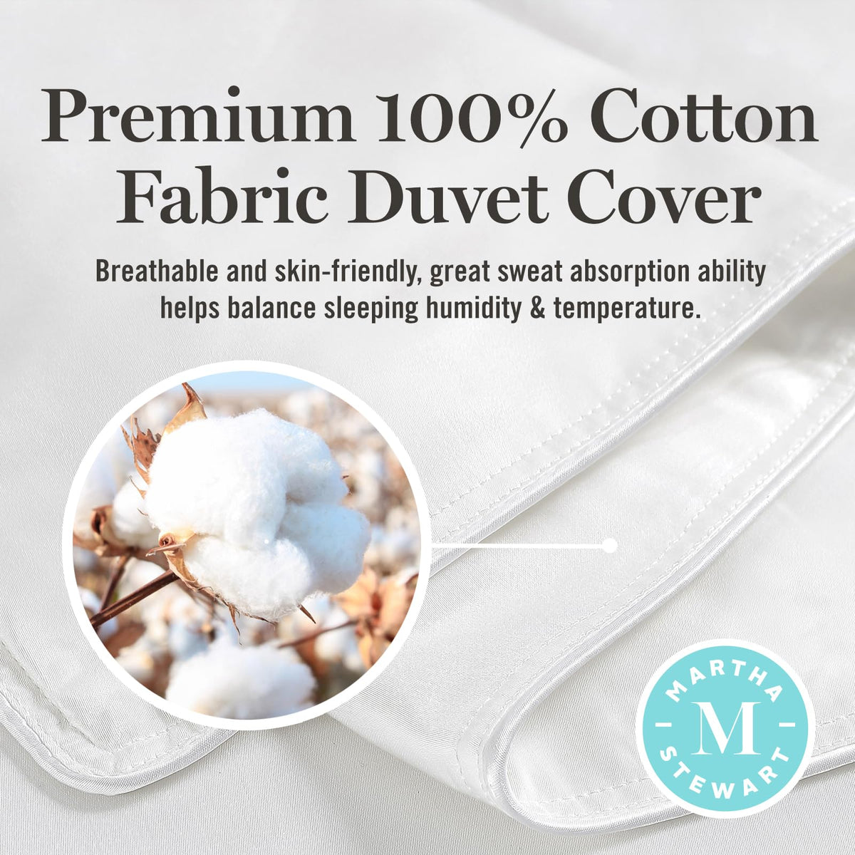 Martha Stewart - Edredón de Fibra de plumón de Plumas de Ganso Blanco, tamaño King, 100% algodón, edredón hipoalergénico de Lujo de Hotel, 66 onzas, luz cálida de 106 x 90 Pulgadas