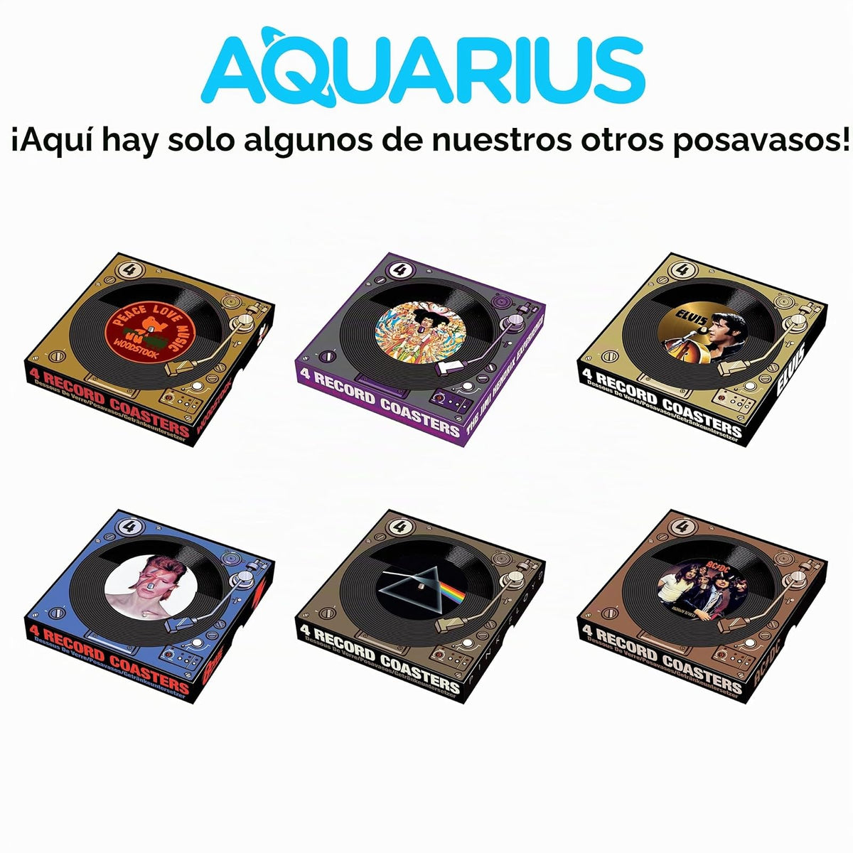Aquarius SP1005 Pink Floyd Posavasos de vinilo, mediano, multicolor