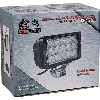 TIGERLIGHTS TL130F - Luz de inundación LED rectangular de 3500 lúmenes, 55 vatios, 4.5 amperios, 12V-24, 4 [pulgadas] longitud, 6 ancho [pulgadas], luz todoterreno de inundación