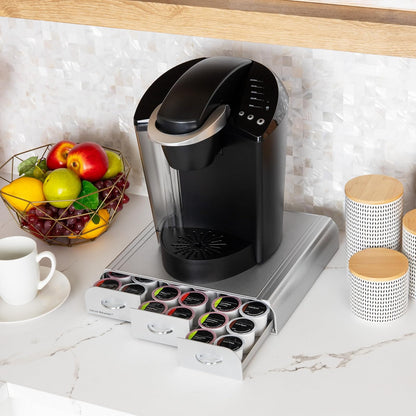 Mind Reader 'Anchor' - Soporte para cápsulas de café, 3 cajones, K-Cup Dolce Gusto, Para K-Cup, CBTL, Verismo, Dolce Gusto, Plateado, 1