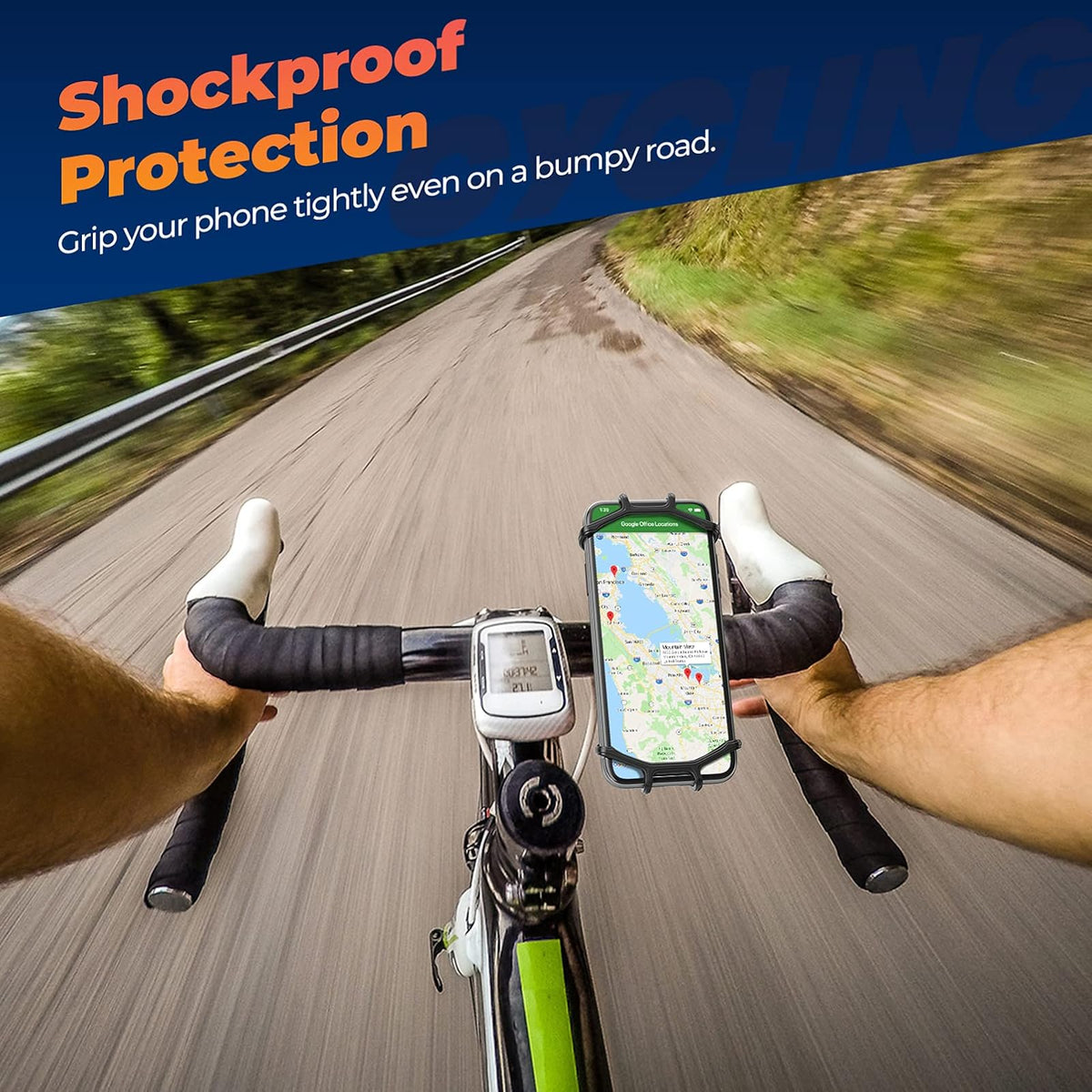 ORIbox Soporte para teléfono de Bicicleta, Soporte para manubrio de Motocicleta, Soporte de Silicona de rotación de 360°, Compatible con iPhone 13/12/11 Pro MAX XS MAX XR X 8 7 6S Plus SE 2022 12