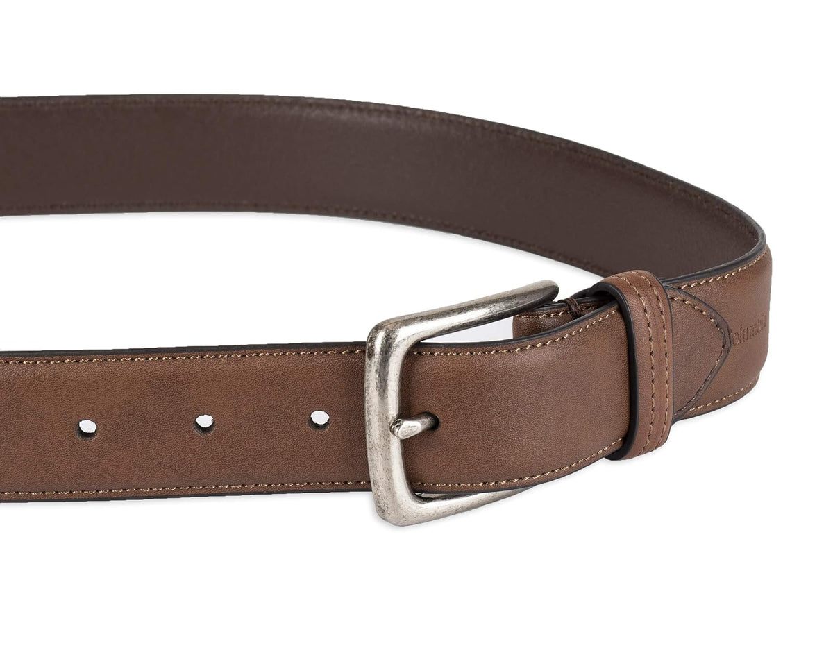 Columbia Cinturón cosido con logotipo de Trinity – Vestido casual con hebilla de una sola punta para jeans, caqui Cinturón para Hombre