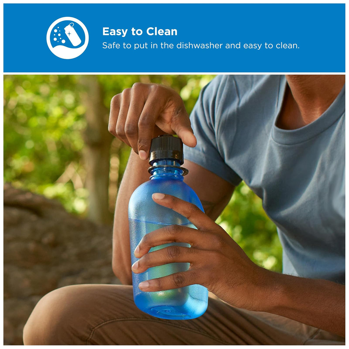 Nalgene Sustain Tritan - Botella de agua Oasis sin BPA hecha con material derivado de 50% residuos de plástico (utilizando equilibrio de masa certificado ISCC), 32 onzas, follaje