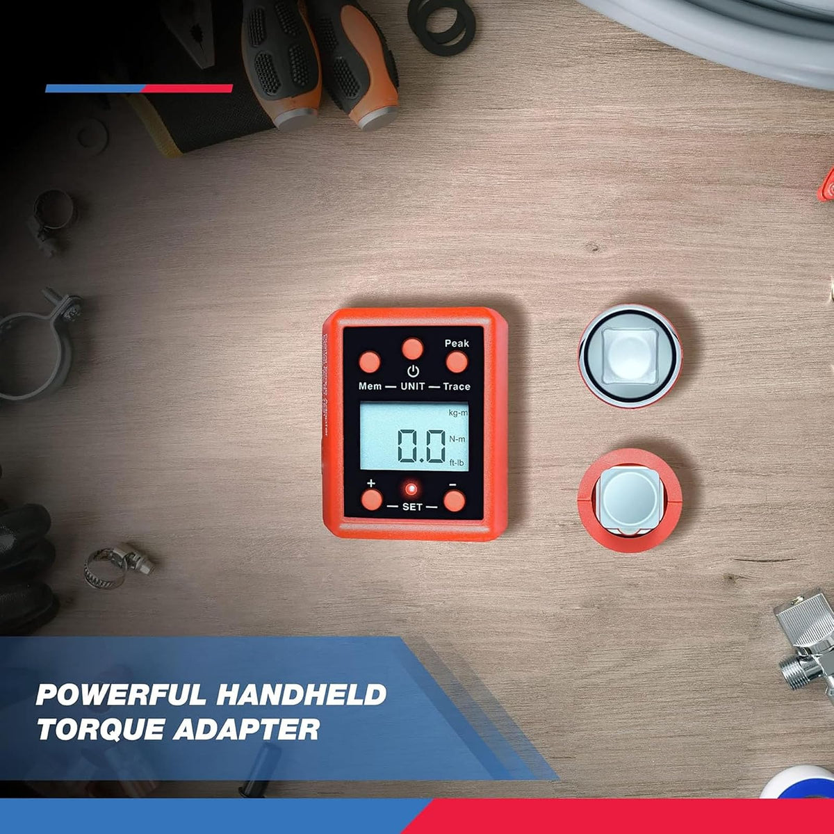 Neiko 20743A - Adaptador de par digital de 3/4 pulgadas, 158-80 pies-lb, convertidor de llave dinamométrica digital/adaptador de llave dinamométrica, ajuste de par de alertas, calibrar llaves dinamométricas y analógicas