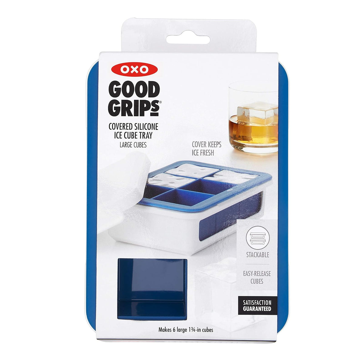 OXO Good Grips – apilables Cubito de hielo de silicona bandeja con tapa – Cubo grande