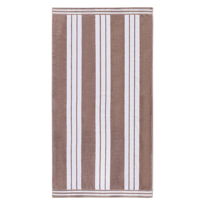 Superior Collection Luxurious Jacquard Cotton Beach Towels, Oversized, Taupe Cabana Stripes
