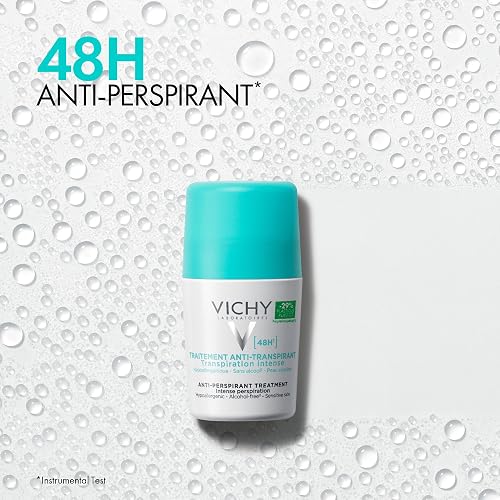 Vichy Deo Tratamiento Antitranspirante 48H Desodorante Roll On para Transpiración Intensa, Protección Contra el Sudor y el Mal Olor, Apto para Todo Tipo de Piel 50 ml