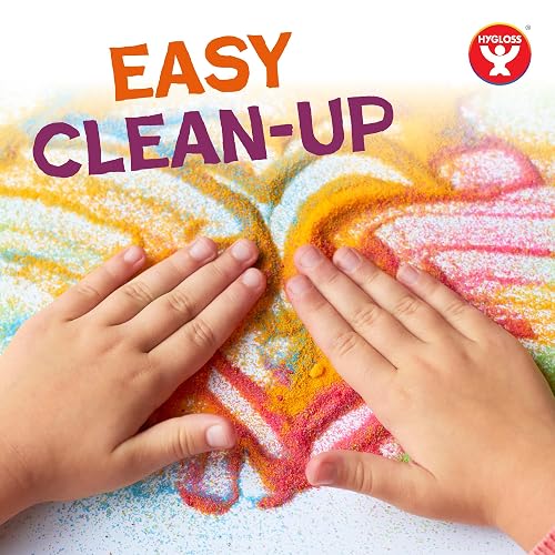 Hygloss - Arena de colores para manualidades, 6 bolsas de colores surtidos, 1 libra vibrante y colorido, kit de arte de arena para niños, actividades de aula para niños de 3, 4, 5, 6, 7, 8, 9, 10, 11