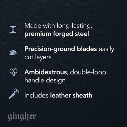 Gingher 4 Inch Curved Embroidery Scissors (01-005273) | Cortes precisos a través de costura y tela, tijeras de acero forjado afiladas, diseño ambidiestro, funda de piel