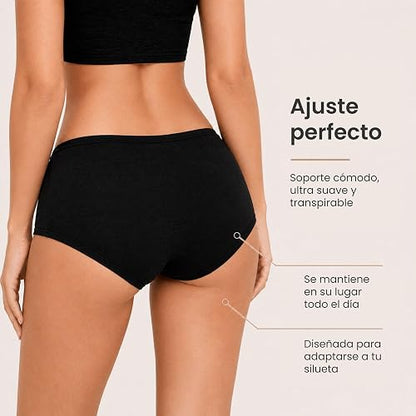 BODYcontrol Calzones de Mujer Algodón Corte Panty Pack, Panties Básicas Cómodas, Ropa Interior Mujer Lencería Dama Bragas Pantaletas Panties Stretch Suaves Confort Set Diario 2985
