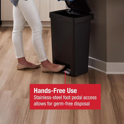 Rubbermaid Premier® Series II – Contenedor con Pedal para Residuos, Bote con Cierre Silencioso y Seguro que Mantiene la Tapa Abierta o Cerrada, Capacidad de hasta 47 L, Gris Carbón 2129978