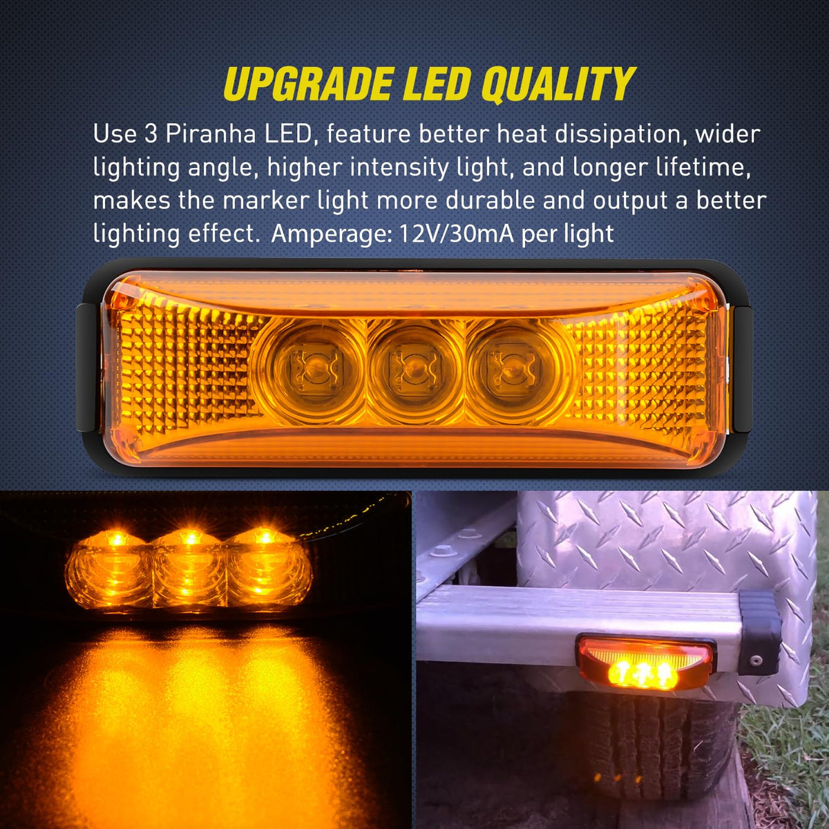 Nilight Luces LED Indicadoras de Holgura para Remolque, 3.9 in, Ámbar, Impermeables, 2 Piezas, TL-16