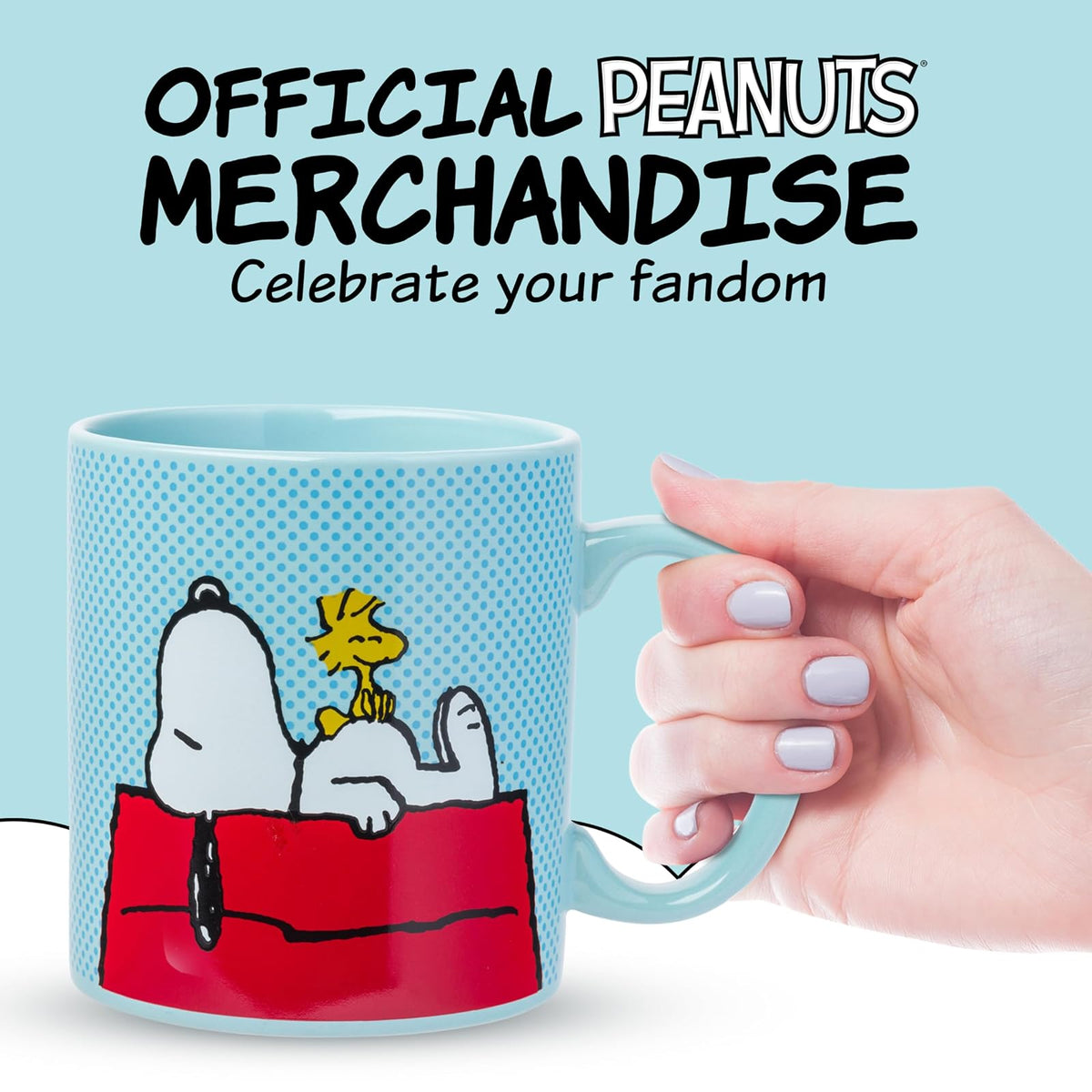 Snoopy Peanuts Woodstock House - Taza de cerámica (567 ml), color azul