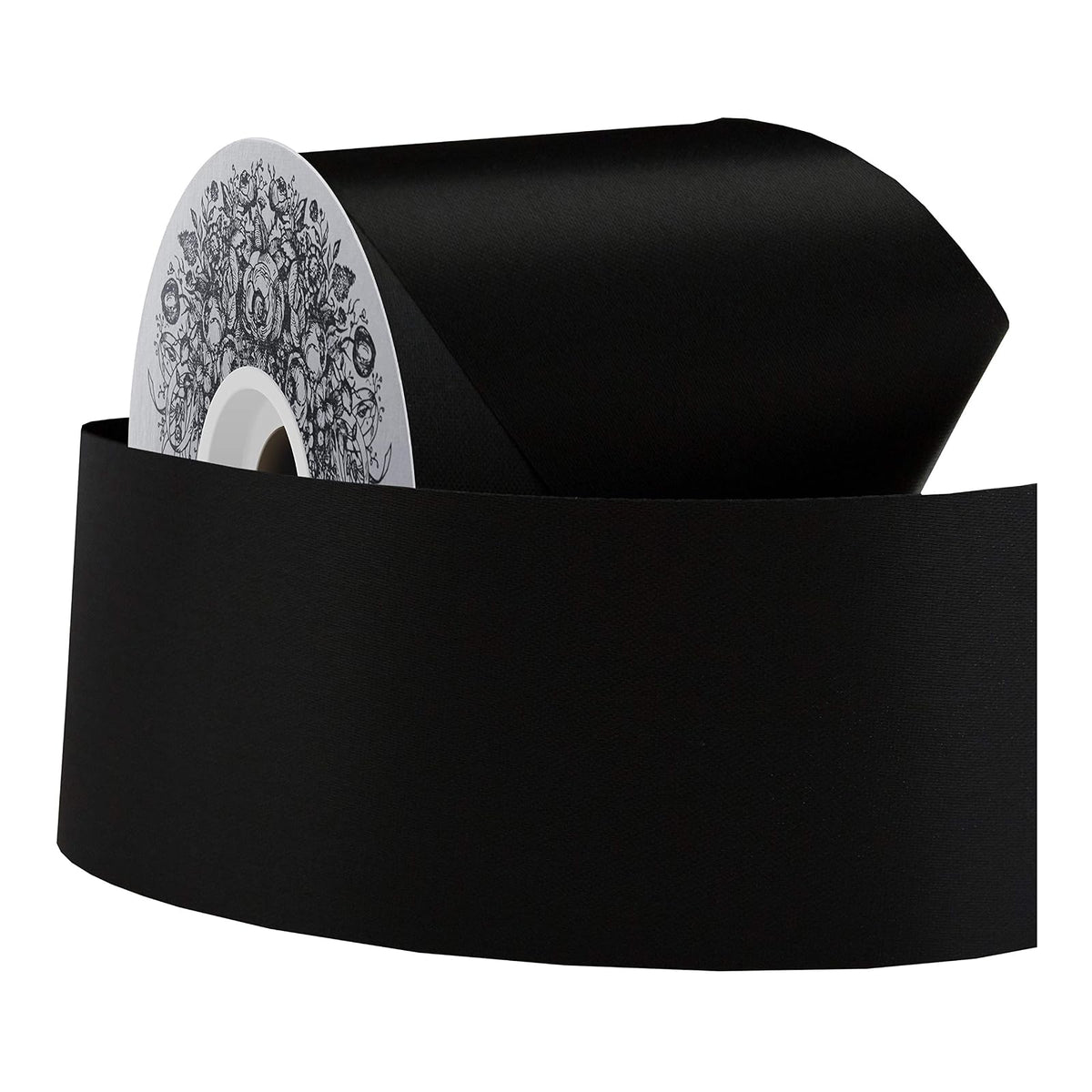 McGinley Mills - Cinta de satén de acetato de 2.5 pulgadas de ancho, color negro, carrete de 50 yardas