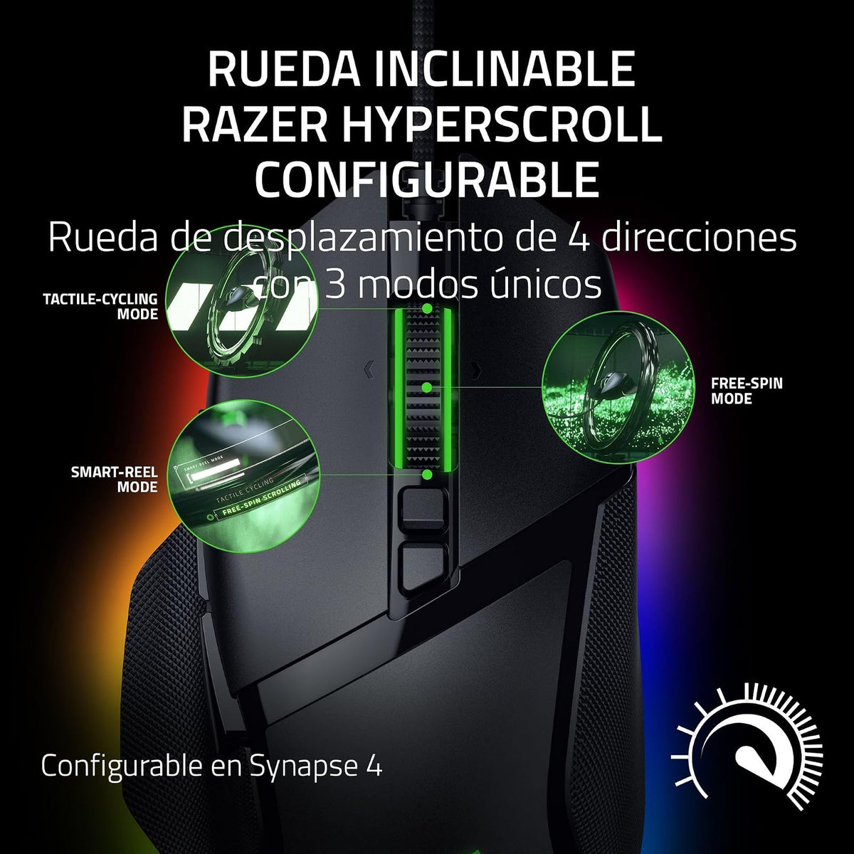 Razer Basilisk V3 35K Ratón ergonómico con Cable para Juegos: Rueda de inclinación HyperScroll - Sensor óptico de 35K dpi Gen 2-13 Controles Personalizables - RGB - interruptores ópticos Gen 3