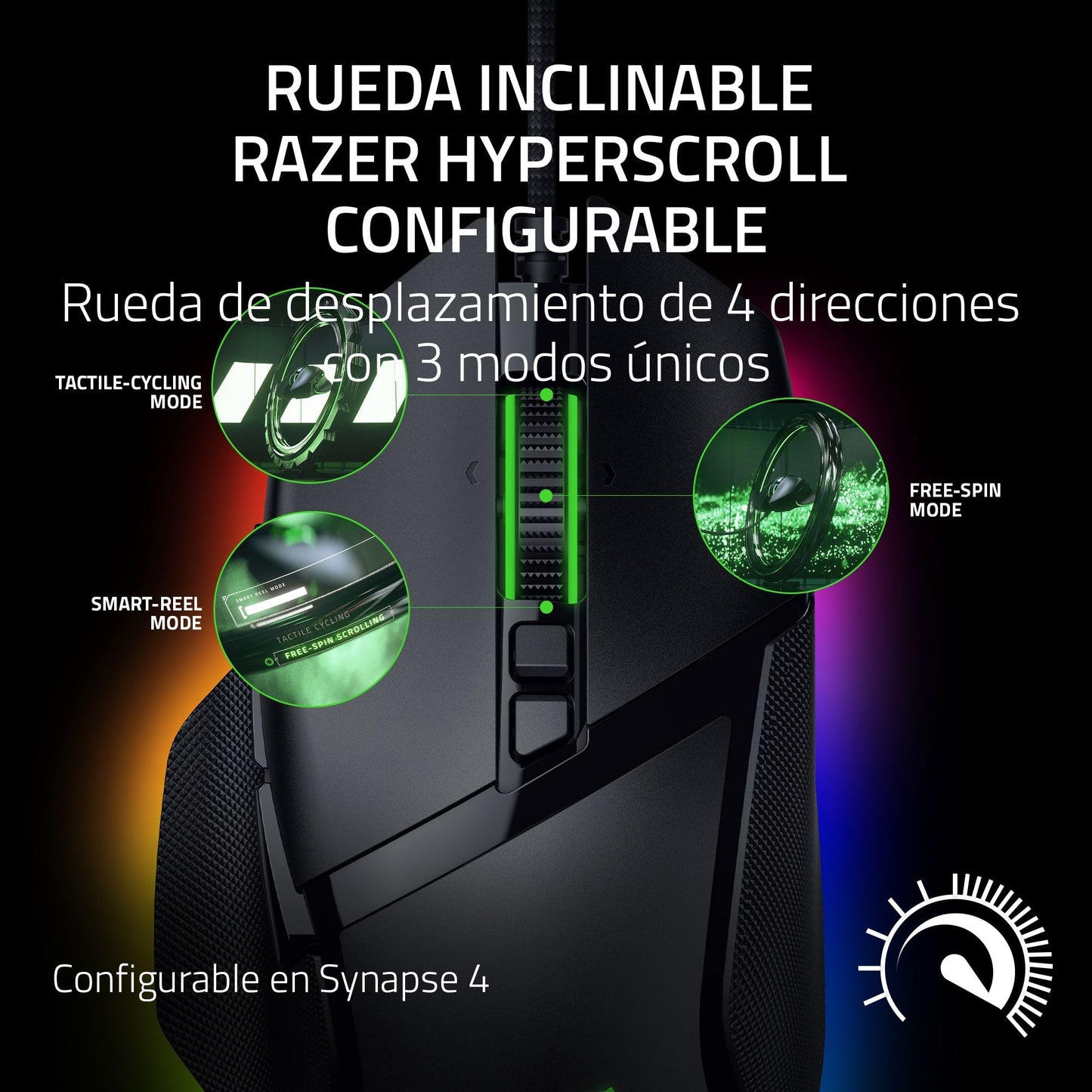 Razer Basilisk V3 35K Ratón ergonómico con Cable para Juegos: Rueda de inclinación HyperScroll - Sensor óptico de 35K dpi Gen 2-13 Controles Personalizables - RGB - interruptores ópticos Gen 3